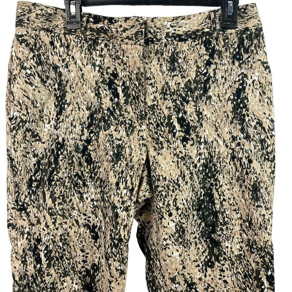 Rafaella Womens Camo Splatter Pants Tan Green Stretch Size 12 - Picture 2 of 13